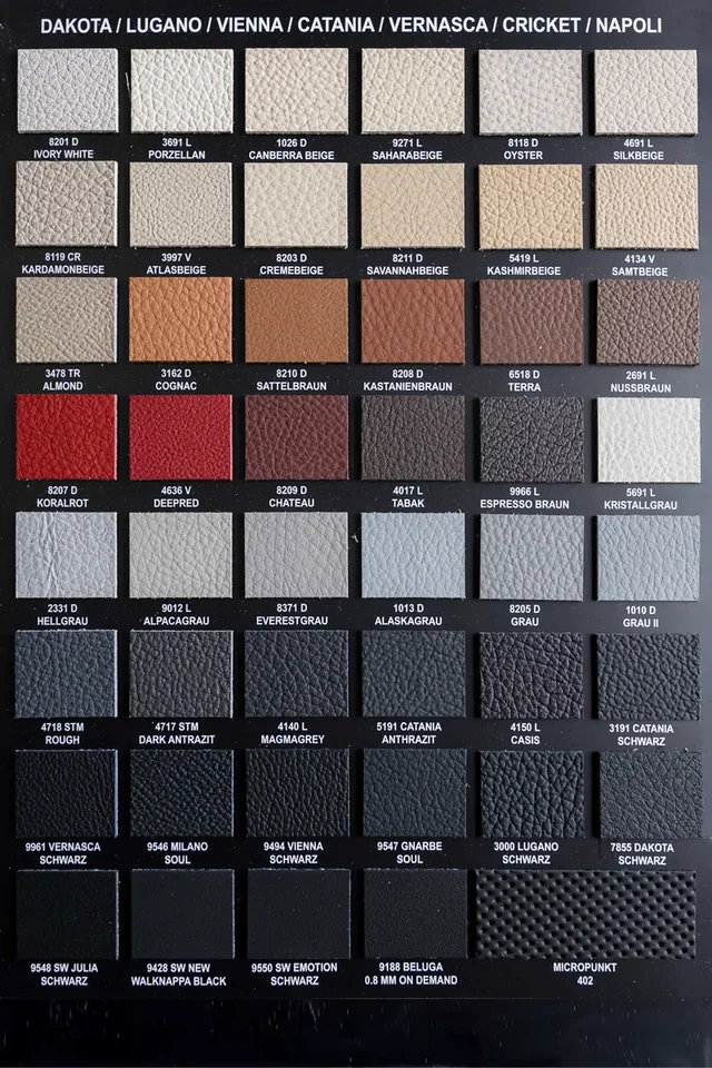 Leather catalogue with neutral colour samples